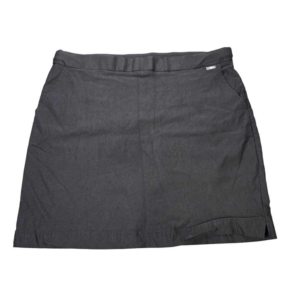 Rafaella Pull On Skort Women's Size XXL Black Built In Mesh Shorts Metallic Logo
